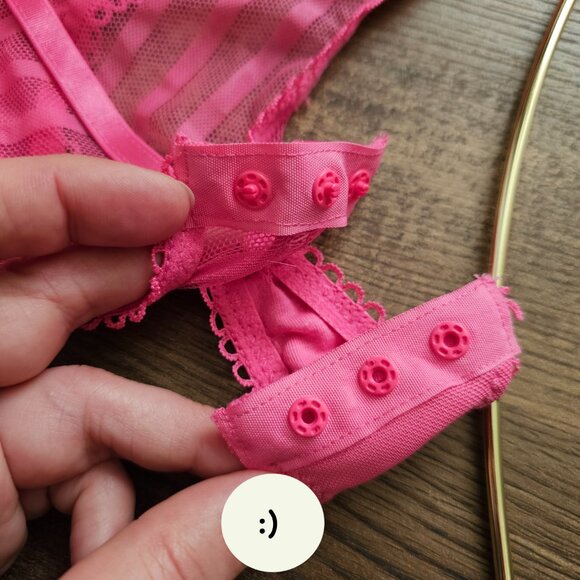 NWOT Black Fuchsia by Secret Lace Mesh Bodysuit, S, M, Rose/Hot Pink - Picture 4 of 11